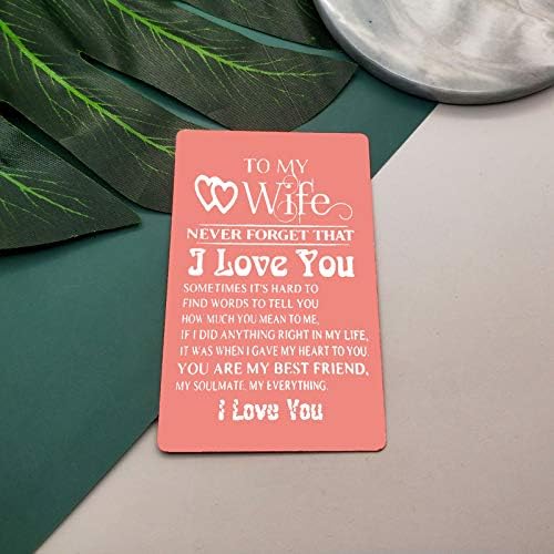 Engraved Wallet Card Inserts Gift for Girlfriend Wife Gift from Husband to My Wife Gift Anniversary Card Gifts for Women Couple Gift Metal Wallet Insert Card Valentine's Day Birthday Wedding Gift
