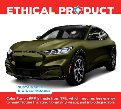 Image of ColorFusion PPF by VViViD, Satin Stealth Combat Green Dry Apply PPF Vinyl Car Wrap Roll 10ft x 5ft