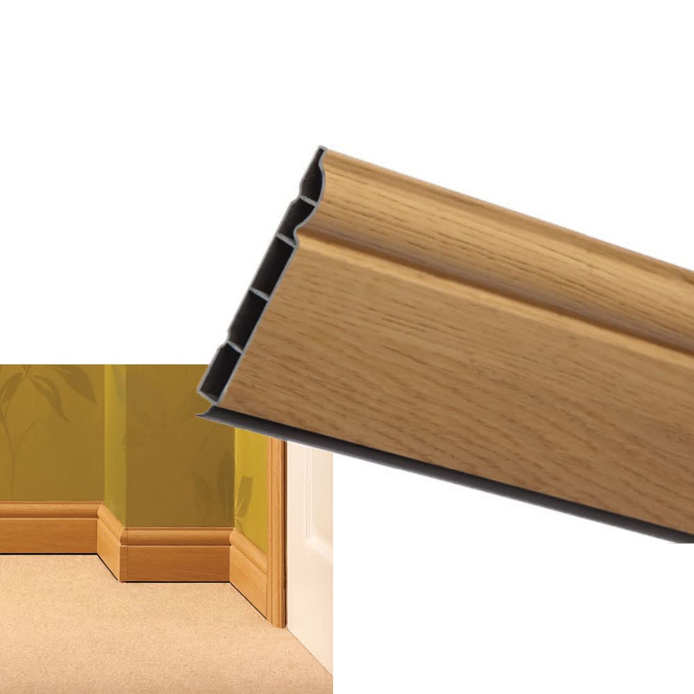 VP Roomline Skirting Board 100mm x 5m - Plastic Ogee Skirting Board - English Oak