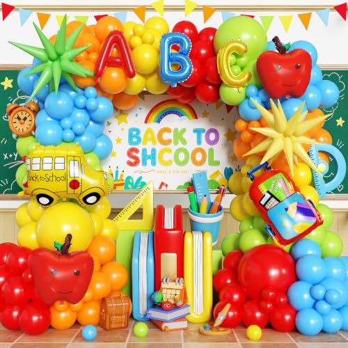 MAJUSTA 154pcs Back to School Balloon Arch Kit Back to School Balloons with apple balloons for first day of school decorations welcome back to school party back to school decorations