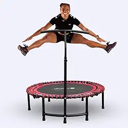 GYMENIST Trampolim De Fitness Para Adultos E Crianças, Trampolim De Exercício De Rebote Interno Para Treino De Fitness Para Treino De Salto Silencioso E Com Amortecimento Seguro (Com Alças, Vermelho)