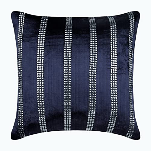 The Homecentric Pillow Cover, Navy Blue Throw Pillow Cover Accent Pillow Couch 18X18 Navy Blue Velvet Pillow Cover Silver Sequins Embroidered, Silver Pillow Cover 18X18 Inch (45X45 Cm) - Navy City #TOP16