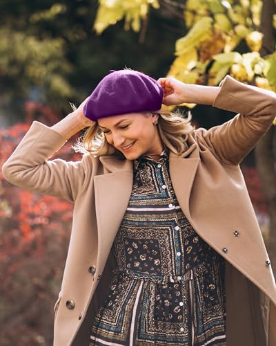 Image of Parquet Solid Color French Beret Hat. Classic French, Casual and Chic Lightweight Cap for Women