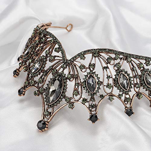 Nodg Wedding Crown For Women Baroque Queen Crowns Black Rhinestone Tiaras Handmade Crowns Crystal Tiara For Women Wedding Halloween Faire Costume Birthday Music Festival Headband Hair Accessories #TOP6