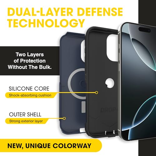 Image of OtterBox iPhone 16 Pro Max (Only) - Commuter Series Case - Built-in MagSafe - Thin, Dual-Layer, Pocket-Friendly, Port Cover - Midnight Sky (Blue /Black