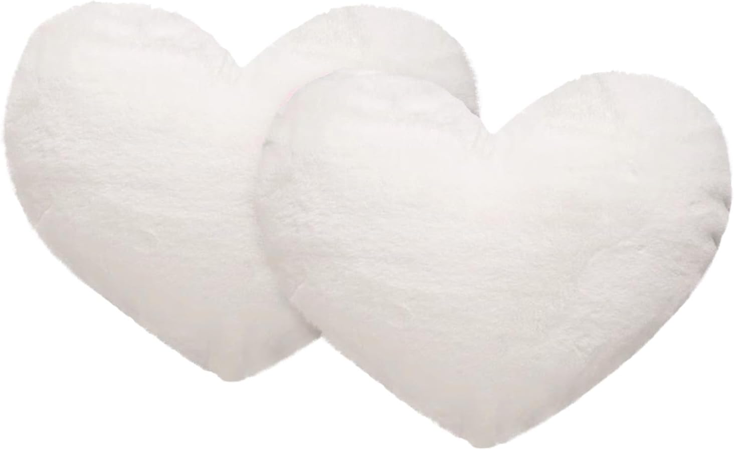 2 Pcs White Heart Shaped Pillow ,Fuzzy Faux Rabbit fur Heart Throw Pillow Women Room Decor Plush Pillows for Girls Bedroom Livingroom Décor Heart Pillows Cushion for Couch ,Bed,Couch (18.1" x 14.1")