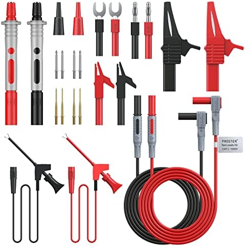 Multimeter Test Lead 24pcs, Proster Electrical Multitester Leads Automotive Multimeter Probe Alligator Clips Replaceable Volt Clamp Meter Leads Electronic Test Lead