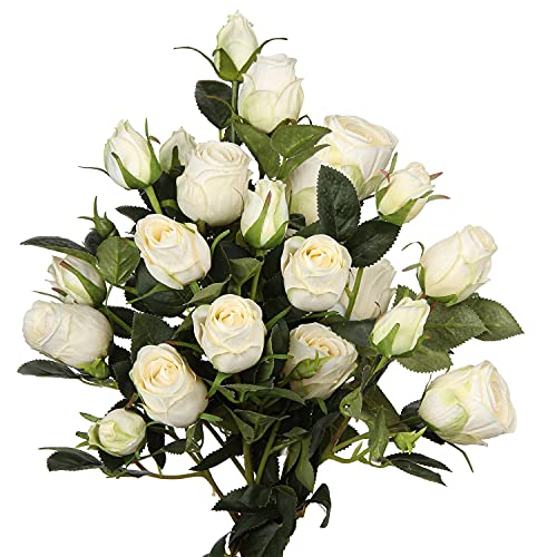 Briful Artificial Roses Fake Flowers 3 Packs Artificial Flowers Rose Buds Long Stem
