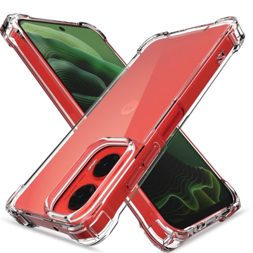 Image of Outlouders Back Cover for Motorola Moto G35 5G Clear Transparent PC + TPU Bumper Case with Raised Edges for Shockproof Protection (Transparent)
