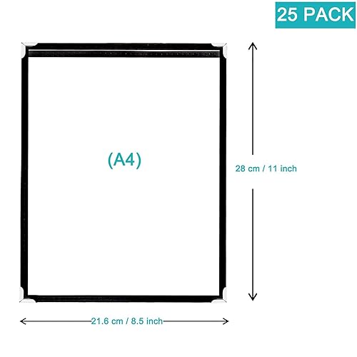 Miniatura 7 de Paquete de 25 fundas para menú, una página, se adapta a 8.5 x 11 pulgadas, soporte de papel para menú de restaurante con doble costura, color dorado