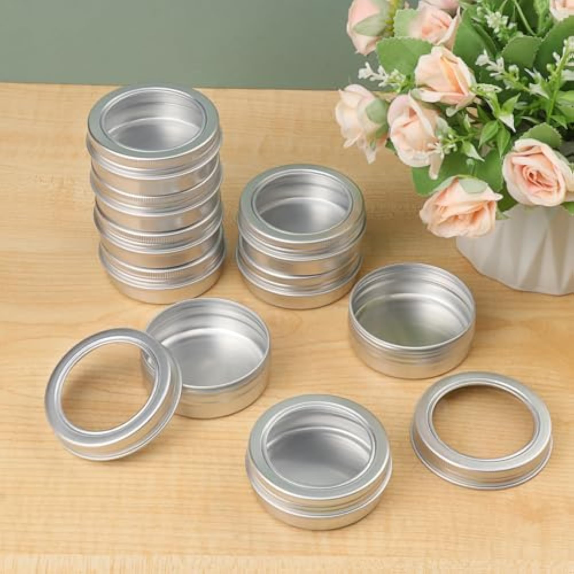 2 oz Tin Cans with Clear Window, 44 Pieces