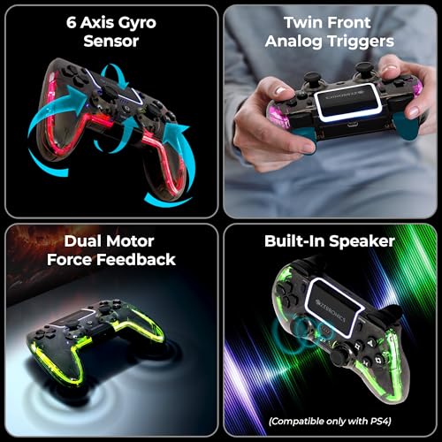 Image of ZEBRONICS MAX LINK PRO, Wireless Controller, Hall Effect, 6 Axis Gyro, Analog Triggers, Touch Pad, Dual Motor Haptics, Macro Buttons, Rechargeable Battery, Supports PS4, PS3, Windows, Android, iOS