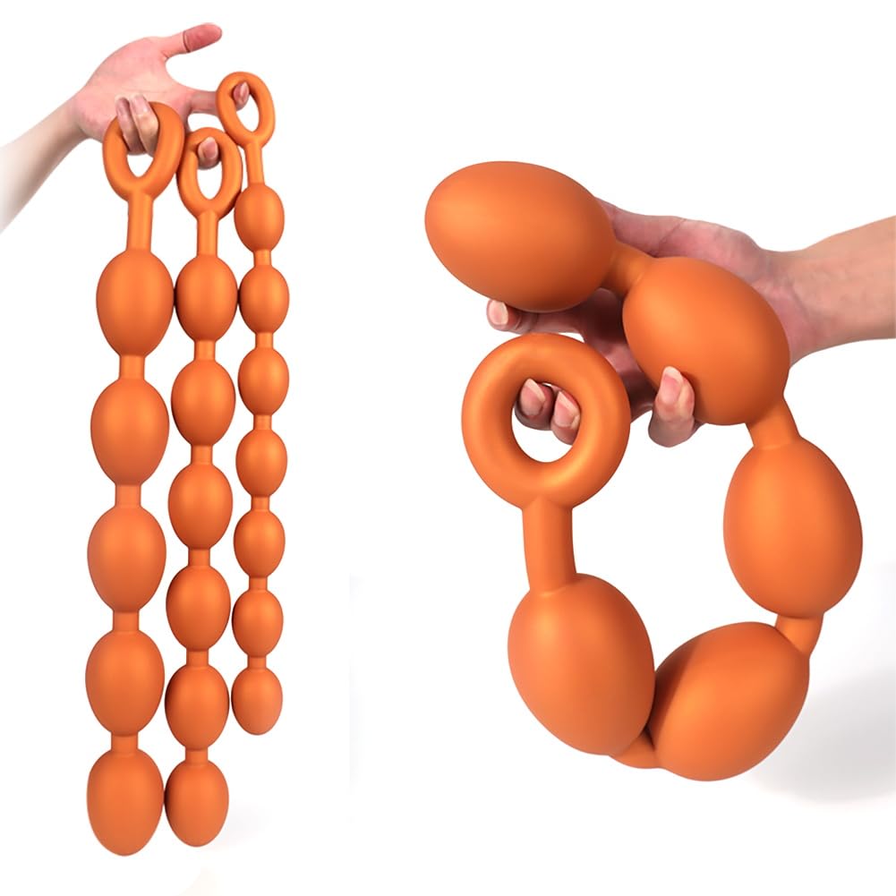 SXOVO Bolas Anales Extra Grandes Juguetes Anales de Silicona Líquida con Anillo Seguridad Dilatador Anal para Estiramiento Anal BDSM Juguetes Eróticos para Mujer Hombre Pareja Sexuales (L)
