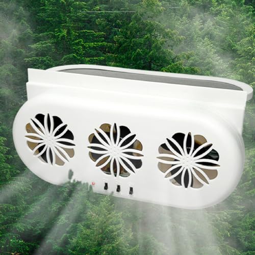 Solar Powered Car Ventilator, Car Exhaust Fan, 5000RPM Vehicle Window Fan, Solar Power Car Auto Air Vent Cool Fan with 3 Air Outlet, USB Interface, Car Ventilation System