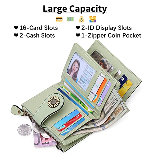 Sendefn Small Womens Wallet Leather Bifold Card Holder Rfid Blocking With Zipper Coin Pocket #TOP1