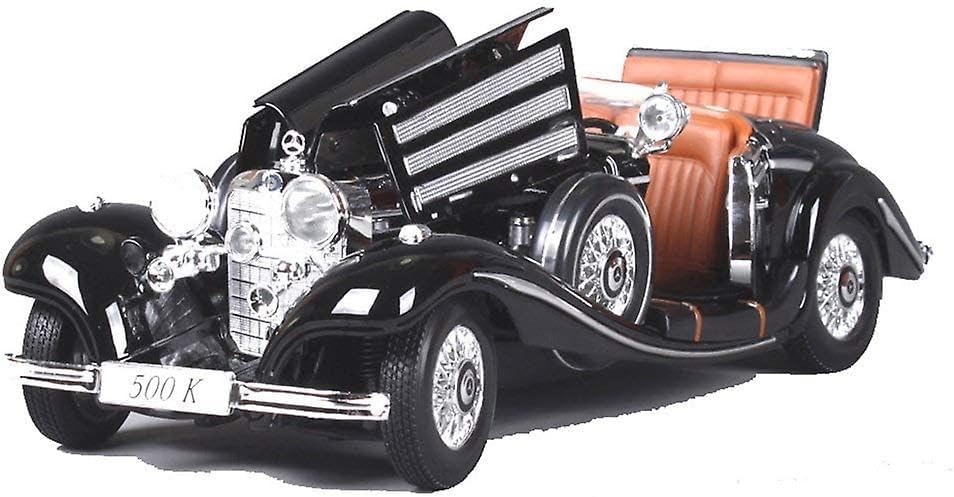CROPDAK 1:24 Scale Exclusive Alloy Metal Pull Back Die-cast Car Model with Sound Light Mini Auto Toy for Kids Metal Model Toy Car with Sound and Light? (1.18-1936 Merrc-Bennz Classic -Black) 1