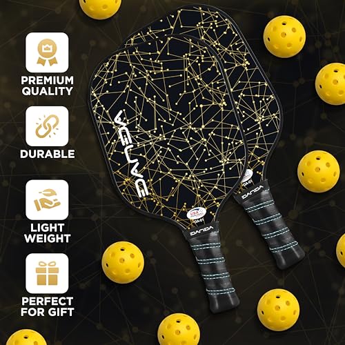 Danda Pickleball Paddles, Usapa Approved Fibreglass Surface – With A Honeycomb Composite Core – Durable And Lightweight – Pickleball Set With Extra 9 Outdoor Balls And Carry Case - 6