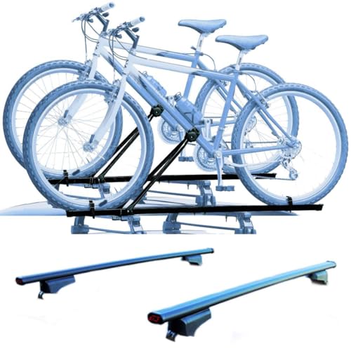 Set 2 Portabici tetto + Barre realizzato per HONDA CIVIC TOURER dal 2014 in Acciaio versatili Barre 127 CM Kit Attacchi inclusi montaggio facile