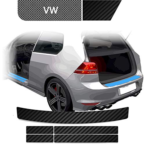 BLACKSHELL Ladekantenschutz + Einstiegsleisten Set inkl. Premium Rakel für Caddy 4 ab 2015 Carbon Matt - passgenaue Lackschutzfolie, Auto Schutzfolie
