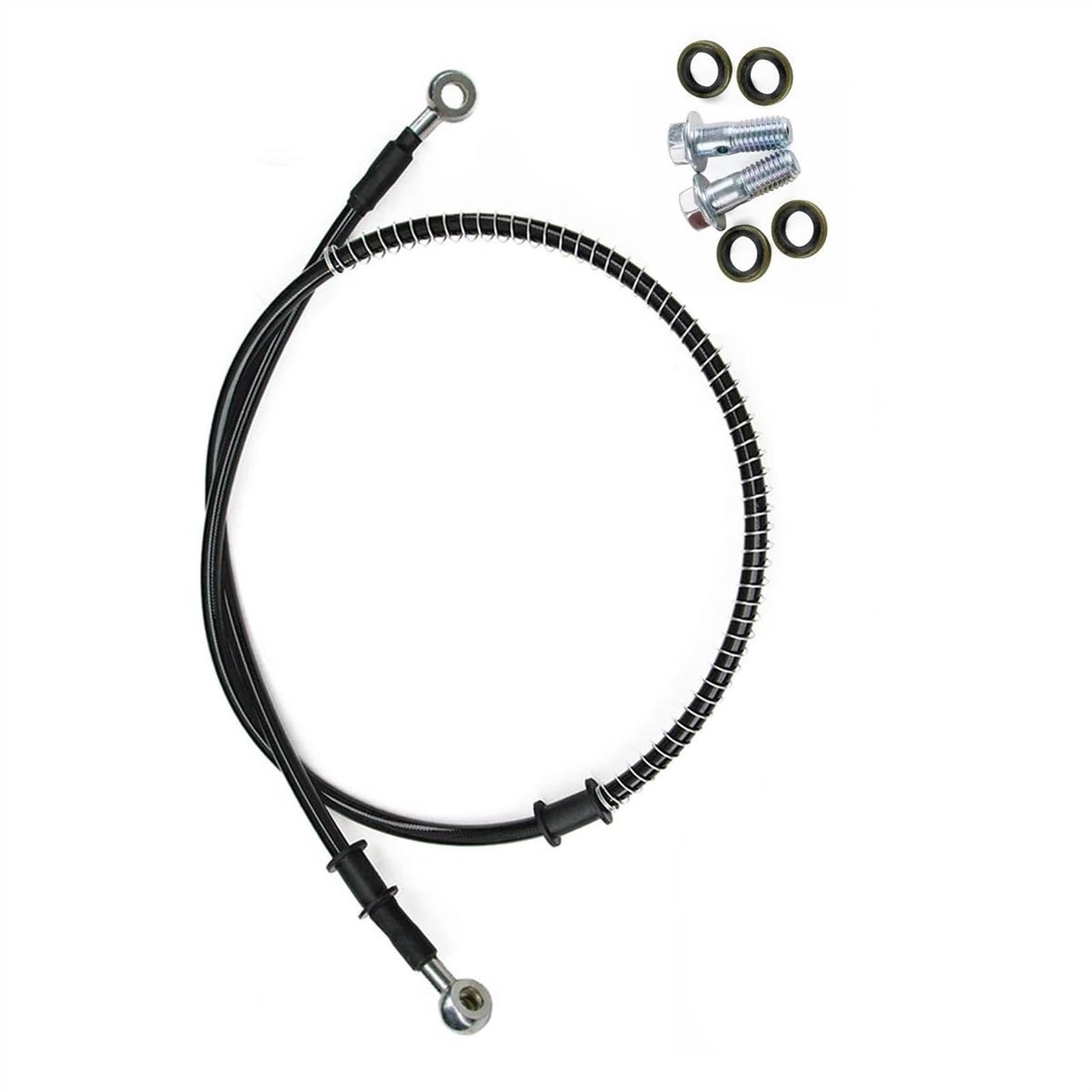 Ksxzw One Color Motorbike Part 400Mm/40Cm-2300Mm/230Cm M8 28°-28° Motorcycle Braided Steel Hydraulic Brake Line Clutch Oil Hose Tube Pipe(1600Mm)
