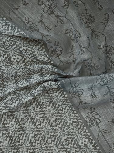 Image of Satrani Women's Linen Printed & Zari Border Ready To Wear One Minute Pre Pleated Readymade Saree with Unstitched Blouse Piece