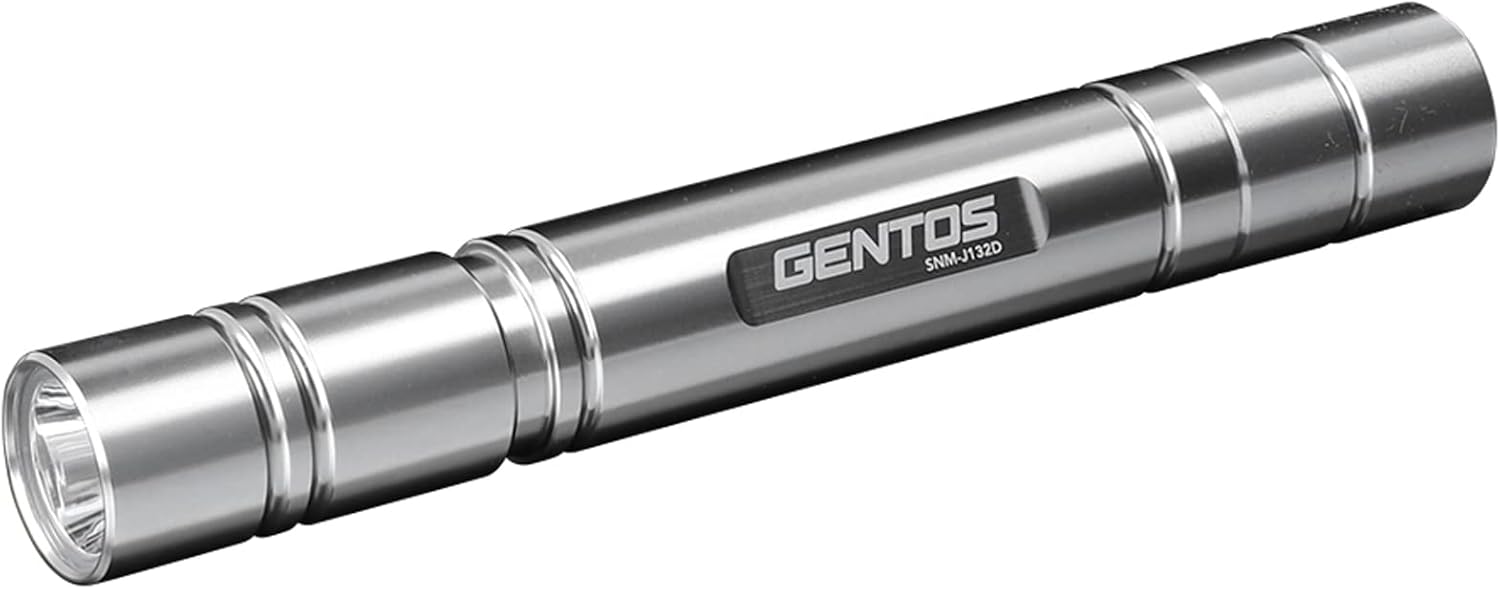 GENTOS SNM-J132D SNM Series LED Flashlight, 240 Lumens Brightness, 13 Hours of Practical Lighting, Splash Proof, Uses 2 AA Batteries, Silver
