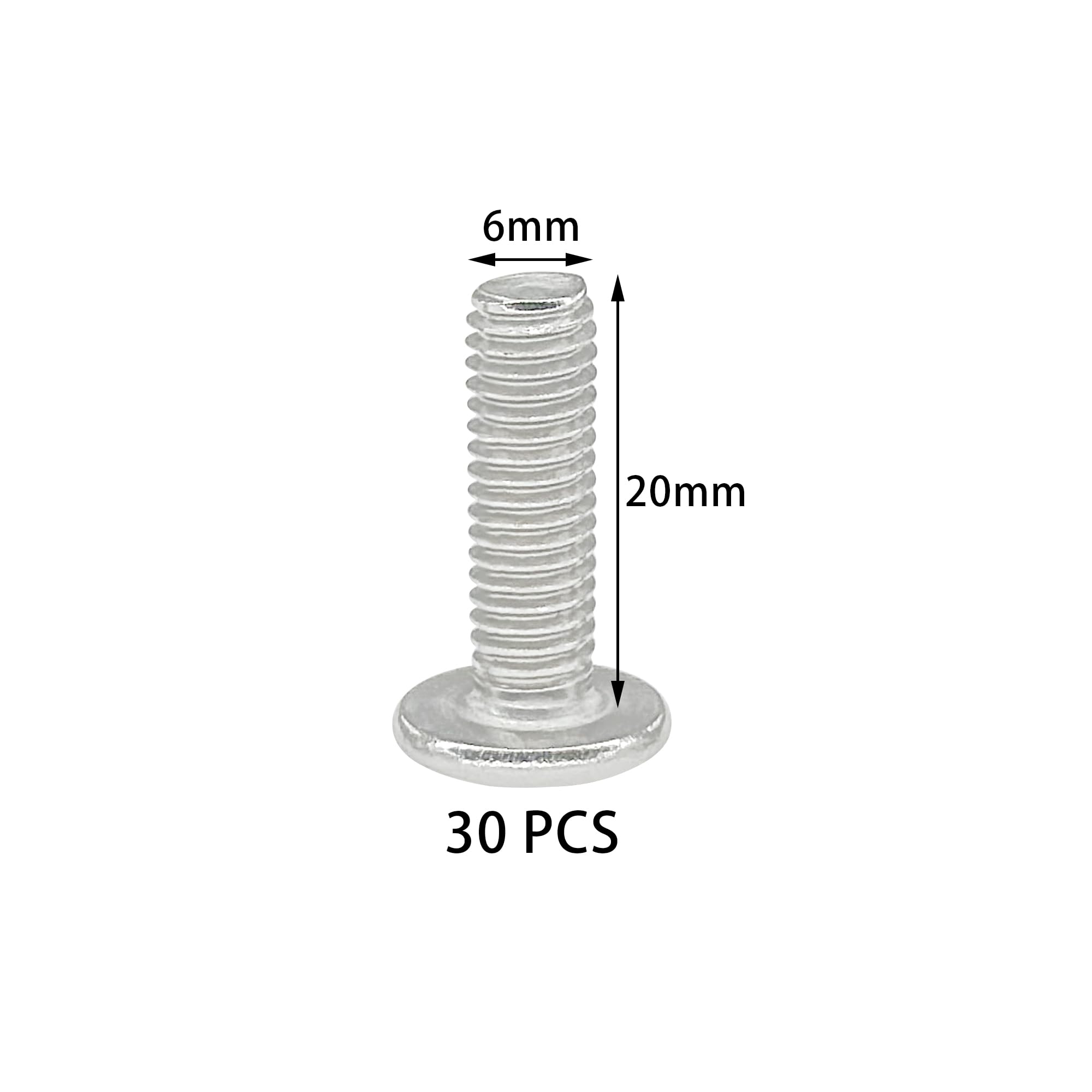 30 PCS Flat Head Hex Socket Bolts - 304 Stainless Steel Furniture Connector Screws (M6 × 20mm) - Image 3