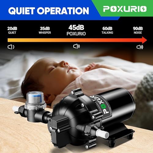 Image of 7GPM RV Water Pump, 70PSI 12V DC Fresh Water Pump, Self-Priming Diaphragm Water Pump with Pressure Switch and Filter for RV, Garden, Yacht, Camping