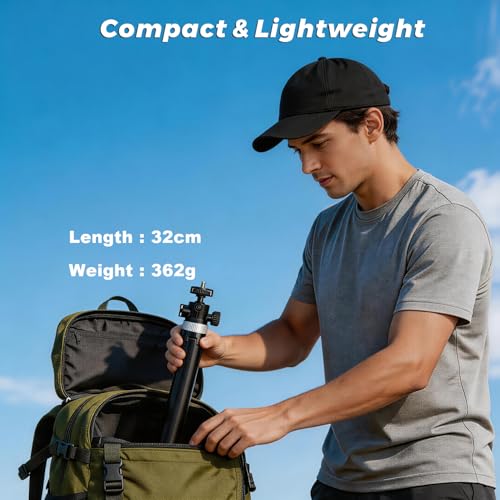 Image of Mobilife 59-inch Camera Tripod Portable Extendable Camera Stick Aluminium with 360 Ball Head & Cold Shoe Mount Compatible with DJI /GoPro /Insta360 Action Camera for Vlogging YouTube