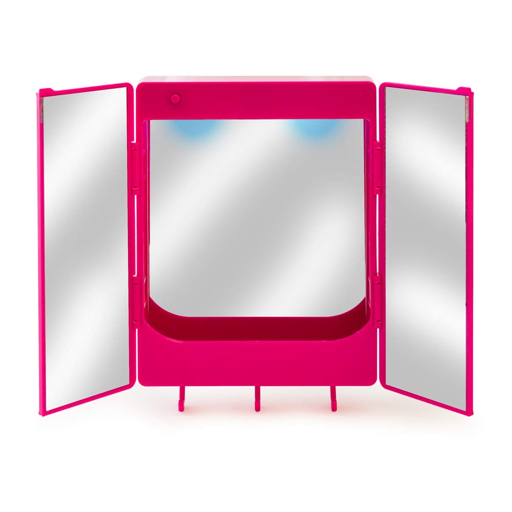 It's Academic LockerMate Magnetic Locker Vanity, Whiteboard and Mirror with Light, Pink