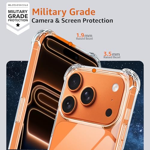 Image of Amozo for iPhone 17 Pro Back Case Cover | Shock Proof | Ultra Hybrid Transparent Camera and Drop Protection Back Case Cover for iPhone 17 Pro - (Polycarbonate|Clear)