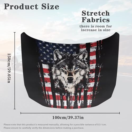 Image of Car Hood Cover Protector,Sunshade Waterproof Print Hood Covers for Cars,Universal Accessories for Decoration Wolf White Star Print