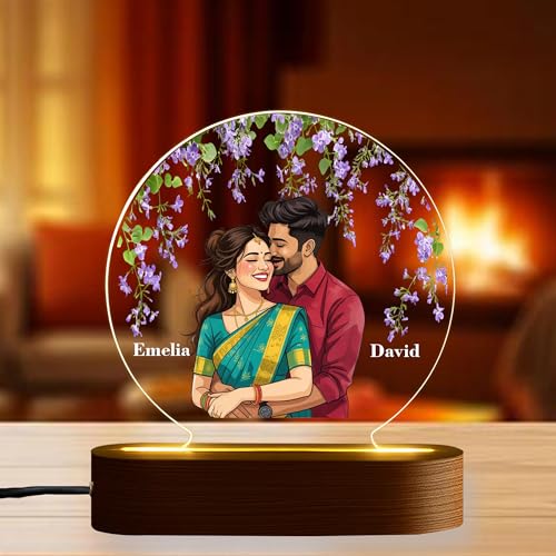 Image of PRINT BHARAT Acrylic Customized Name LED Lamp Personalized Night Light with Name Custom Gift for Birthday Anniversary Home Decor for Men Birthday Kids Friend Return Gift Kids (Circle Lamp)