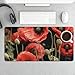 Red Poppy Flowers Leaves Desk Mat Non-Slip Laptop Writing Pad Large Keyboard Mousepad with Rubber Base 23.6