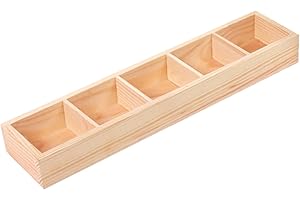 5 Compartment Divided Tray | Wood Storage Organizer