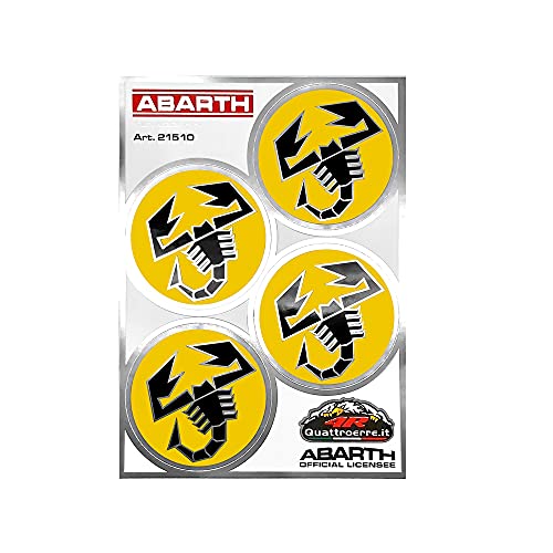 Abarth 4R Quattroerre.it 21510 Pegatina Oficial, 4 Logos Escorpiones Amarillo Diámetro 48 mm, Tabla 94 x 131 mm Cover