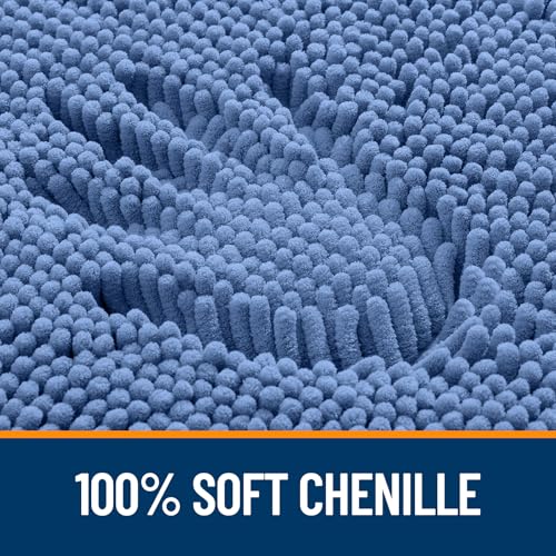 Image of OLANLY Large Bathroom Rugs 40x24, Soft Absorbent Chenille Bath Rugs, Rubber Backing Quick Dry, Machine Washable Bath Mats for Bathroom Floor, Tub and Shower, Home Decor Accessories, Cornflower Blue