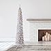 Home Heritage 7ft Slim Silver Tinsel Christmas Tree — Pre-Lit with 150 Warm White LED Lights and 457 Branch Tips — Indoor Holiday Decor