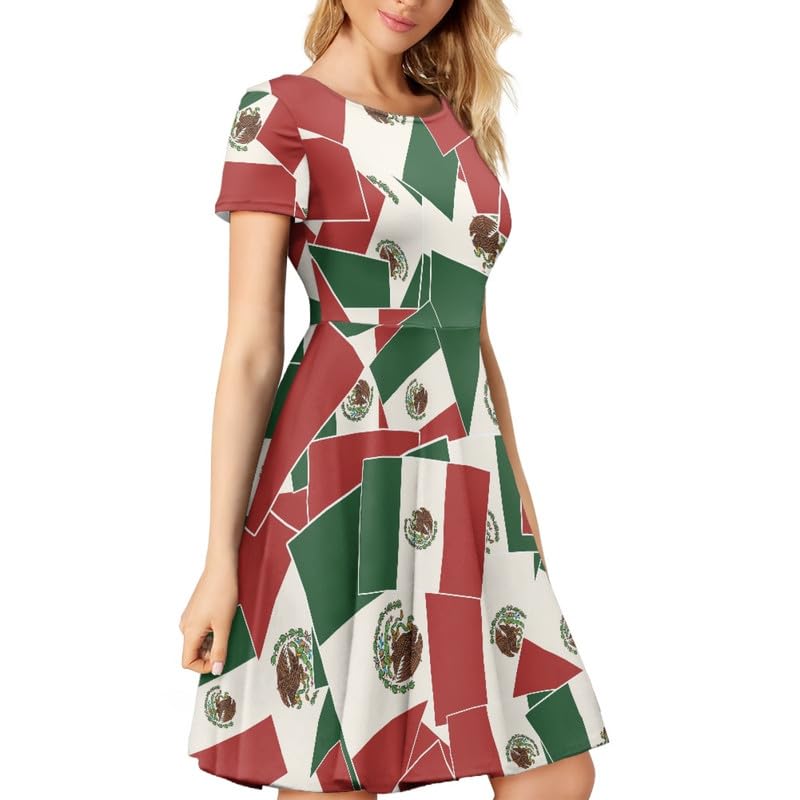 Image of Irisjudy T Shirt Dress for Women Short Sleeve Girls Short Sleeve Dress Plus Size, O Neck Knee Length Midi Dress for Ladies