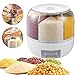 Wnnideo Rotating Grain Storage Bin 6 Grids Rice Container One-Click Output Large Capacity Food Dispenser For Rice Grains Sealed Moisture Proof Organizer (Small)