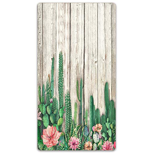 Cactus Flowers Beach Towel, Tropical Cactus Succulent Plant Beach Towel, Water Absorbent Wooden