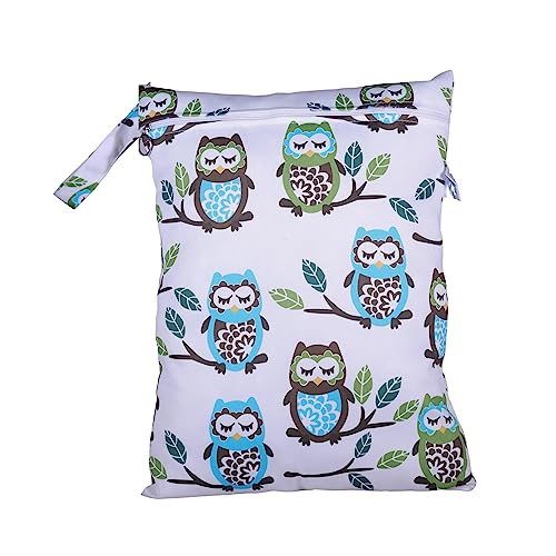 Image of Chic Buddy Waterproof Wet Bag, Washable, Reusable for Travel, Beach, Pool, Stroller, Diapers, Dirty Gym Clothes, Wet Swimsuits, Toiletries (BARN OWL, Wet Bag)