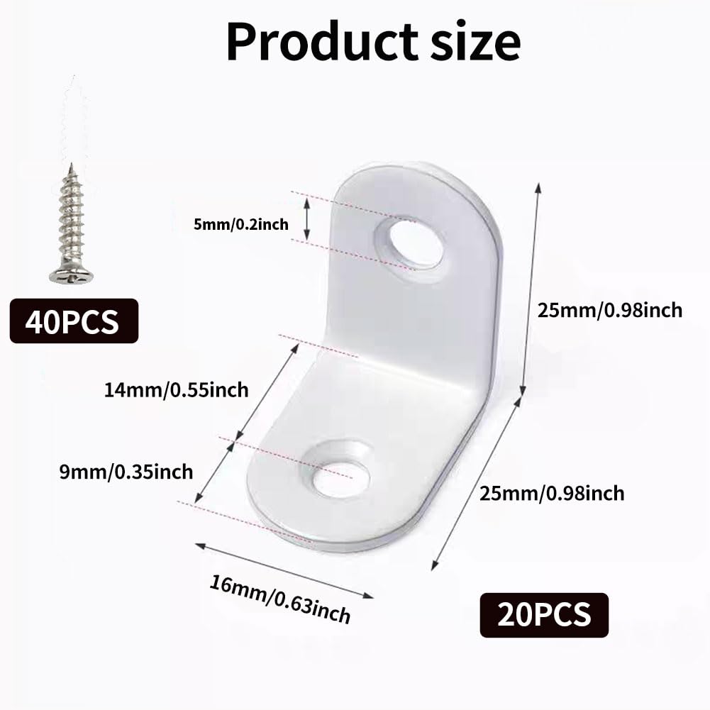 20 Pcs Angle Brackets, L Bracket Corner Brace - Image 2