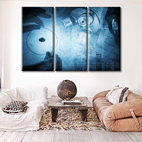 Image of TUMOVO Science and Medical Background Poster Wall Art for Living Room 3 Piece Clinical Laboratory Wall Art Modern Artwork Canvas Wall Art Posters and Prints Framed Ready to Hang, 60 inch Wx40 H