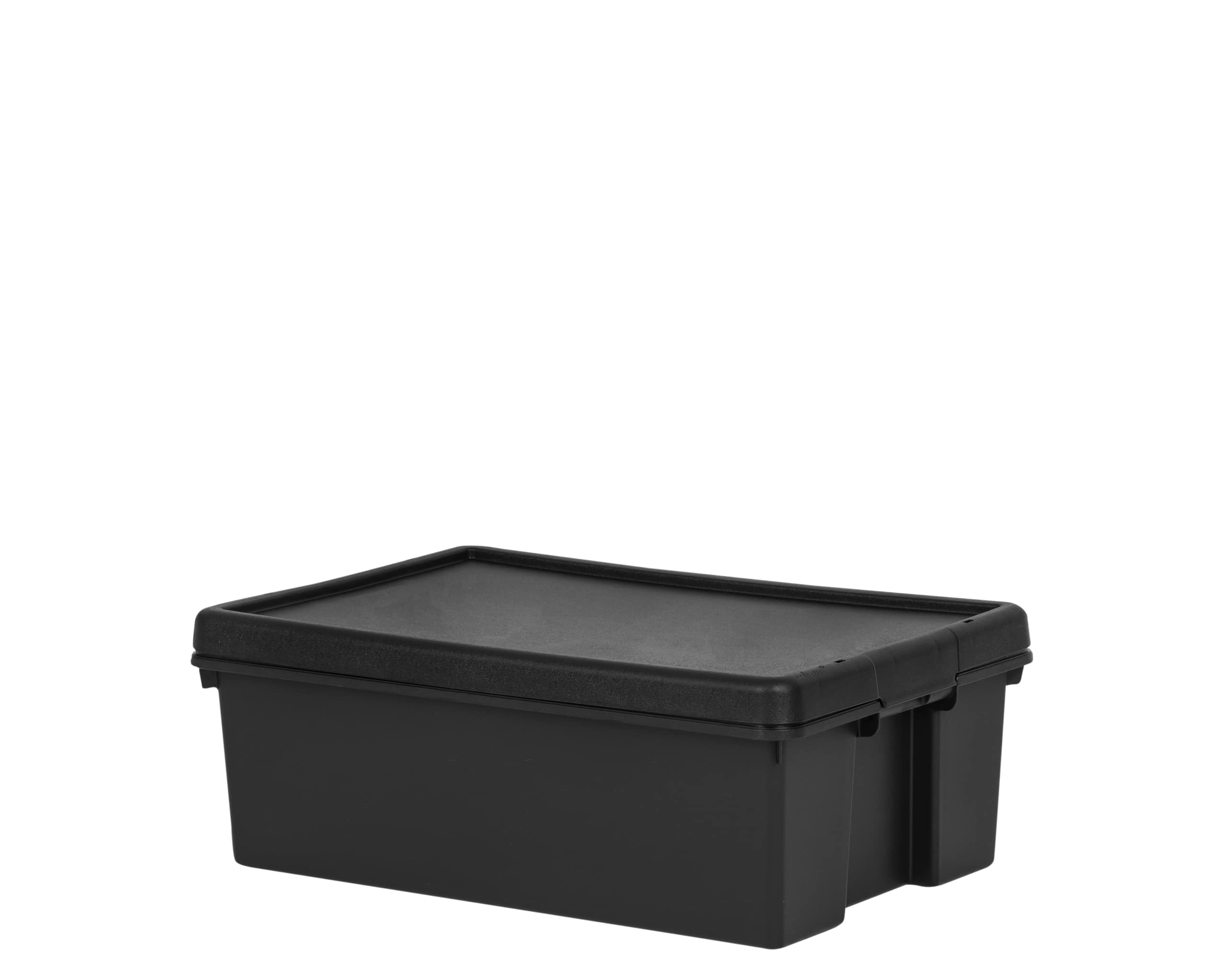 Muddy Hands Heavy Duty Recycled Plastic Storage Box with Lid - Black - Stackable, Durable, Industrial Strength Storage Container for Home, Garage, and Office (36 Litre)
