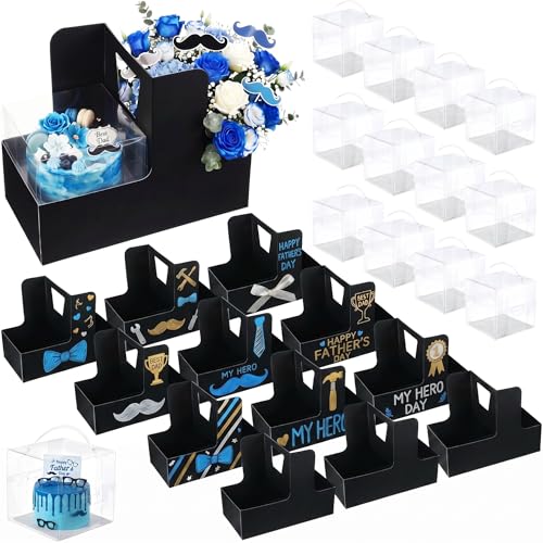 Boîtes à gâteau fête des mères et mariages : 12 coffrets transparents et noirs