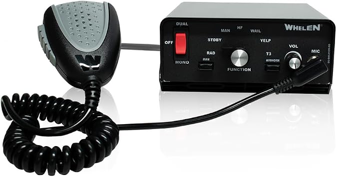 Whelen 295HFSC9 Dual Siren - 200-Watt Emergency Vehicle Siren | 8 Programmable Profiles, Hands-Free Operation, Removable Microphone, Title 13-Compliant Sound Control, Compact Design