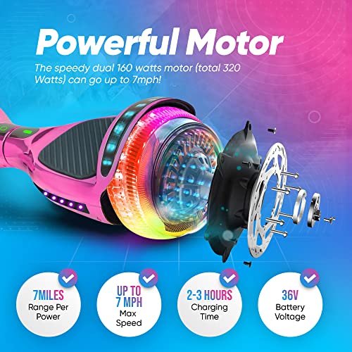 Image of Hover Board with Bluetooth, LED Lights & Non-slip Footpads