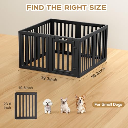 Image of Dog Playpen Indoor,Puppy Playpen,Black 23.6 inch H, 8 Panels | Dog Play Pen Indoors with Open View, Tool-Free Setup, Multi-Shape Setup, Dog Pen for Dogs, Cats & Puppies
