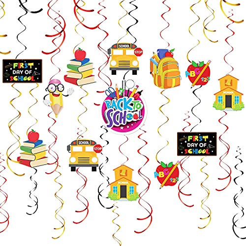 Einschulung Deko, 30 Stück Schuleinführung Deko für Mädchen Junge Spiralgirlanden Deckenhänger Spiral Girlande Einschulungsparty Cover